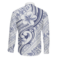 Hawaii Plumeria Lokelani Pikake Lei Family Matching Summer Maxi Dress and Hawaiian Shirt Navy Blue Polynesian Tattoo LT9 Son's Shirt Navy Blue - Polynesian Pride