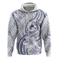 Hawaii Plumeria Lokelani Pikake Lei Hoodie Navy Blue Polynesian Tattoo