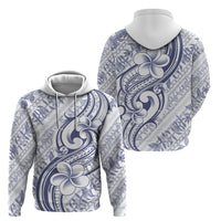 Hawaii Plumeria Lokelani Pikake Lei Hoodie Navy Blue Polynesian Tattoo