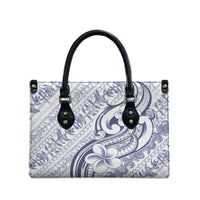 Hawaii Plumeria Lokelani Pikake Lei Leather Bag Navy Blue Polynesian Tattoo LT9 - Polynesian Pride
