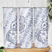 Hawaii Plumeria Lokelani Pikake Lei Skinny Tumbler Navy Blue Polynesian Tattoo