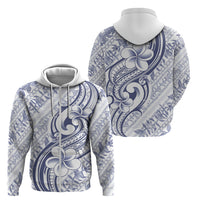 Hawaii Plumeria Lokelani Pikake Lei Zip Hoodie Navy Blue Polynesian Tattoo LT9 - Polynesian Pride