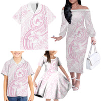 Hawaii Plumeria Lokelani Pikake Lei Family Matching Off The Shoulder Long Sleeve Dress and Hawaiian Shirt Poni Mama Polynesian Tattoo LT9 - Polynesian Pride