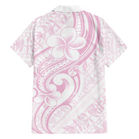 Hawaii Plumeria Lokelani Pikake Lei Family Matching Off The Shoulder Long Sleeve Dress and Hawaiian Shirt Poni Mama Polynesian Tattoo LT9 Dad's Shirt - Long Sleeve Pink - Polynesian Pride