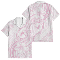 Hawaii Plumeria Lokelani Pikake Lei Family Matching Short Sleeve Bodycon Dress and Hawaiian Shirt Poni Mama Polynesian Tattoo LT9 Dad's Shirt - Short Sleeve Pink - Polynesian Pride