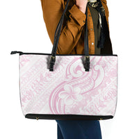 Hawaii Plumeria Lokelani Pikake Lei Leather Tote Bag Poni Mama Polynesian Tattoo LT9 - Polynesian Pride