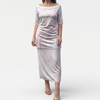 Hawaii Plumeria Lokelani Pikake Lei Puletasi Poni Mama Polynesian Tattoo LT9 Long Dress Pink - Polynesian Pride