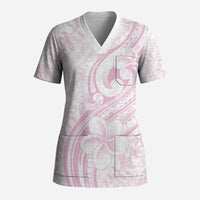 Hawaii Plumeria Lokelani Pikake Lei Scrub Top Poni Mama Polynesian Tattoo