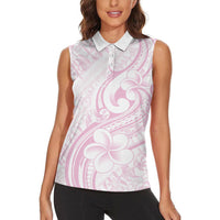 Hawaii Plumeria Lokelani Pikake Lei Women Sleeveless Polo Shirt Poni Mama Polynesian Tattoo LT9 - Polynesian Pride