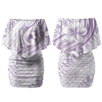 Hawaii Plumeria Lokelani Pikake Lei Couples Matching Off Shoulder Short Dress and Hawaiian Shirt Poni Polynesian Tattoo LT9 - Polynesian Pride