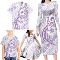 Hawaii Plumeria Lokelani Pikake Lei Family Matching Long Sleeve Bodycon Dress and Hawaiian Shirt Poni Polynesian Tattoo LT9 - Polynesian Pride