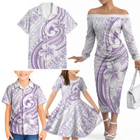 Hawaii Plumeria Lokelani Pikake Lei Family Matching Off The Shoulder Long Sleeve Dress and Hawaiian Shirt Poni Polynesian Tattoo LT9 - Polynesian Pride