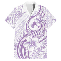 Hawaii Plumeria Lokelani Pikake Lei Family Matching Off Shoulder Short Dress and Hawaiian Shirt Poni Polynesian Tattoo LT9 Dad's Shirt - Short Sleeve Purple - Polynesian Pride
