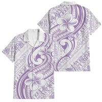 Hawaii Plumeria Lokelani Pikake Lei Family Matching Summer Maxi Dress and Hawaiian Shirt Poni Polynesian Tattoo LT9 Dad's Shirt - Short Sleeve Purple - Polynesian Pride