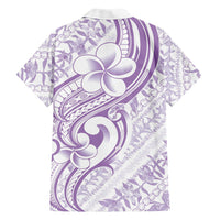 Hawaii Plumeria Lokelani Pikake Lei Family Matching Summer Maxi Dress and Hawaiian Shirt Poni Polynesian Tattoo LT9 Dad's Shirt - Long Sleeve Purple - Polynesian Pride