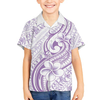 Hawaii Plumeria Lokelani Pikake Lei Kid Hawaiian Shirt Poni Polynesian Tattoo LT9 Kid Purple - Polynesian Pride