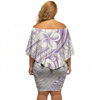 Hawaii Plumeria Lokelani Pikake Lei Off Shoulder Short Dress Poni Polynesian Tattoo LT9 - Polynesian Pride