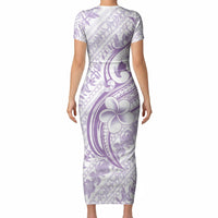 Hawaii Plumeria Lokelani Pikake Lei Short Sleeve Bodycon Dress Poni Polynesian Tattoo LT9 - Polynesian Pride