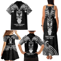 New Zealand Te Reo Maori Family Matching Tank Maxi Dress and Hawaiian Shirt Kia Kaha Maori Language Week Black Style LT9 - Polynesian Pride