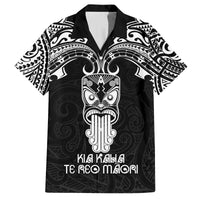 New Zealand Te Reo Maori Family Matching Tank Maxi Dress and Hawaiian Shirt Kia Kaha Maori Language Week Black Style LT9 Dad's Shirt - Short Sleeve Black - Polynesian Pride