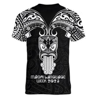 New Zealand Te Reo Maori Women V Neck T Shirt Kia Kaha Maori Language Week Black Style LT9 - Polynesian Pride