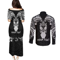 Personalised New Zealand Te Reo Maori Couples Matching Puletasi Dress and Long Sleeve Button Shirts Kia Kaha Maori Language Week Black Style LT9 - Polynesian Pride