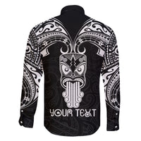 Personalised New Zealand Te Reo Maori Family Matching Off Shoulder Maxi Dress and Hawaiian Shirt Kia Kaha Maori Language Week Black Style LT9 - Polynesian Pride