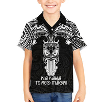 Personalised New Zealand Te Reo Maori Hawaiian Shirt Kia Kaha Maori Language Week Black Style LT9 - Polynesian Pride