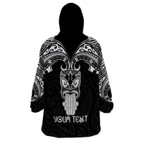 Personalised New Zealand Te Reo Maori Wearable Blanket Hoodie Kia Kaha Maori Language Week Black Style LT9 - Polynesian Pride