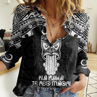 Personalised New Zealand Te Reo Maori Women Casual Shirt Kia Kaha Maori Language Week Black Style LT9 Female Black - Polynesian Pride