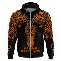 Personalised New Zealand Te Reo Maori Hoodie Kia Kaha Maori Language Week Gold Style LT9 - Polynesian Pride
