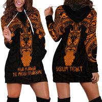 Personalised New Zealand Te Reo Maori Hoodie Dress Kia Kaha Maori Language Week Gold Style LT9 - Polynesian Pride