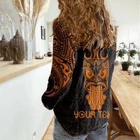 Personalised New Zealand Te Reo Maori Women Casual Shirt Kia Kaha Maori Language Week Gold Style LT9 - Polynesian Pride