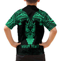 Personalised New Zealand Te Reo Maori Family Matching Short Sleeve Bodycon Dress and Hawaiian Shirt Kia Kaha Maori Language Week Green Style LT9 - Polynesian Pride
