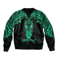 Personalised New Zealand Te Reo Maori Sleeve Zip Bomber Jacket Kia Kaha Maori Language Week Green Style LT9 - Polynesian Pride
