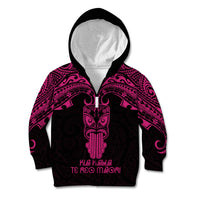 Personalised New Zealand Te Reo Maori Kid Hoodie Kia Kaha Maori Language Week Pink Style LT9 - Polynesian Pride