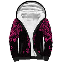 Personalised New Zealand Te Reo Maori Sherpa Hoodie Kia Kaha Maori Language Week Pink Style LT9 Unisex Pink - Polynesian Pride