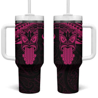 Personalised New Zealand Te Reo Maori Tumbler With Handle Kia Kaha Maori Language Week Pink Style