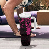 Personalised New Zealand Te Reo Maori Tumbler With Handle Kia Kaha Maori Language Week Pink Style