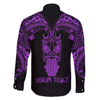 Personalised New Zealand Te Reo Maori Family Matching Long Sleeve Bodycon Dress and Hawaiian Shirt Kia Kaha Maori Language Week Purple Style LT9 - Polynesian Pride