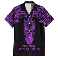 Personalised New Zealand Te Reo Maori Family Matching Off Shoulder Long Sleeve Dress and Hawaiian Shirt Kia Kaha Maori Language Week Purple Style LT9 Dad's Shirt - Short Sleeve Purple - Polynesian Pride