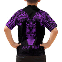 Personalised New Zealand Te Reo Maori Family Matching Puletasi Dress and Hawaiian Shirt Kia Kaha Maori Language Week Purple Style LT9 - Polynesian Pride