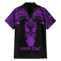 Personalised New Zealand Te Reo Maori Family Matching Short Sleeve Bodycon Dress and Hawaiian Shirt Kia Kaha Maori Language Week Purple Style LT9 - Polynesian Pride