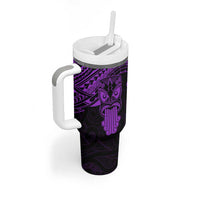 Personalised New Zealand Te Reo Maori Tumbler With Handle Kia Kaha Maori Language Week Purple Style