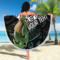 Personalised Maori Manaia Beach Blanket New Zealand Tribal Hei Matau Papua Shell