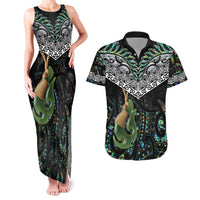 Personalised Maori Manaia Couples Matching Tank Maxi Dress and Hawaiian Shirt New Zealand Tribal Hei Matau Papua Shell LT9 Green - Polynesian Pride