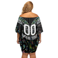 Custom New Zealand Off Shoulder Short Dress Maori Rugby Tattoo Papua Shell