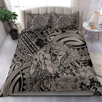 Beauty and The Warrior Polynesian Valentine Bedding Set Hibiscus FLowers Brown Style LT9 - Polynesian Pride