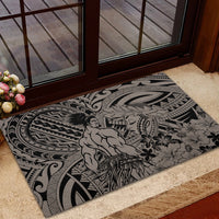 Beauty and The Warrior Polynesian Valentine Rubber Doormat Hibiscus FLowers Brown Style LT9 - Polynesian Pride