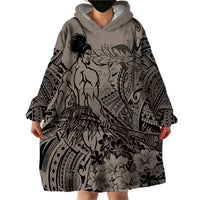 Beauty and The Warrior Polynesian Valentine Wearable Blanket Hoodie Hibiscus FLowers Brown Style LT9 - Polynesian Pride